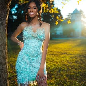 Elegant Beaded Strapless Dress